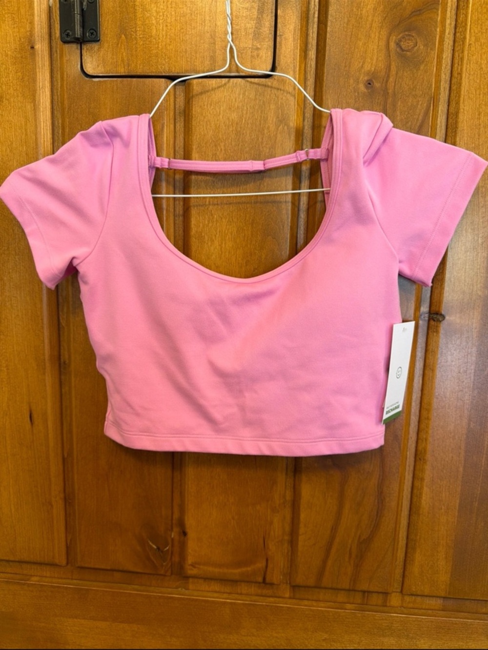 aerie Pink Scoop Neck Short Sleeve Crop Top
